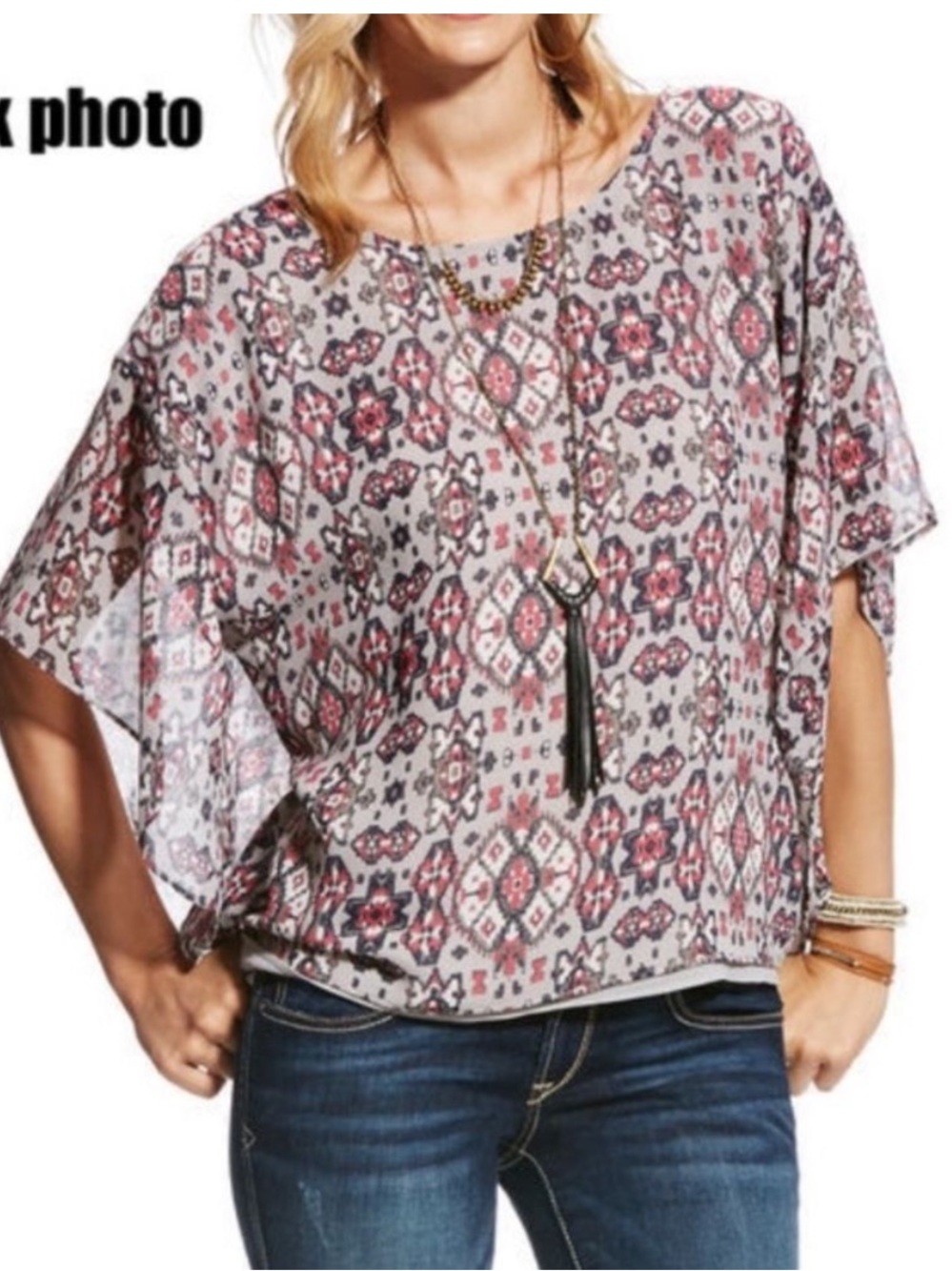 Ariat Jessa Western Aztec Blouse Top, M